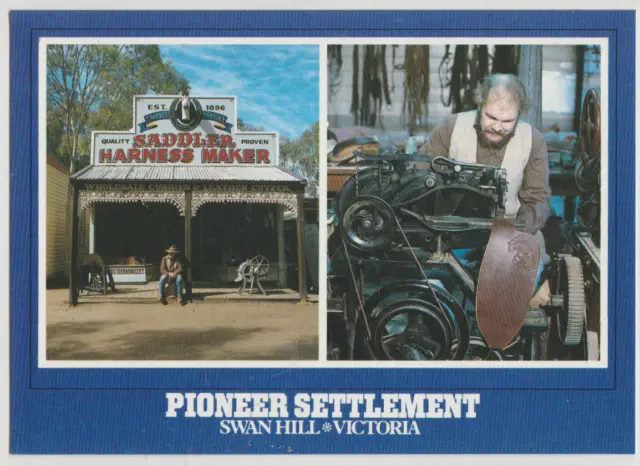 Australia VICTORIA VIC Saddler Pioneer Settlement SWAN HILL NCV postcard c1980s