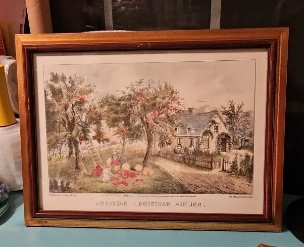 Vintage Currier & Ives “American Homestead Autumn” 1869 Southern District NY