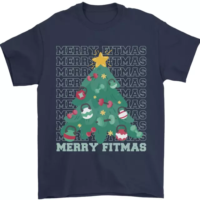 Fitness Merry Fitmas Albero di Natale Palestra Uomo T-Shirt 100% Cotone