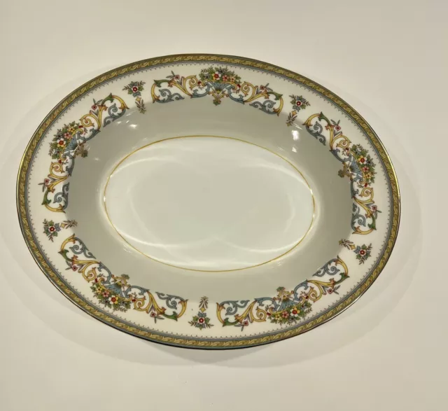 Aynsley China Pattern Henley Oval Vegetable Svr Green Backstamp Smooth Gold Trim