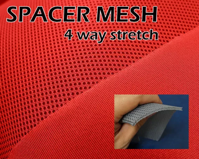 Spacer Mesh Fabric Nylon Spandex 60" Wide Stretch 5 Yards 5 Colors