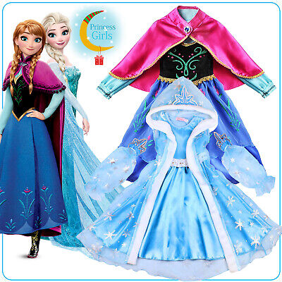 Girls Kids Princess Fancy Dress Party Birthday Cosplay Costume Outfit Elsa Anna