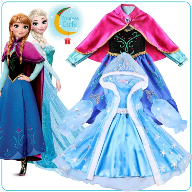 Girls Kids Princess Fancy Dress Party Birthday Cosplay Costume Outfit Elsa Anna