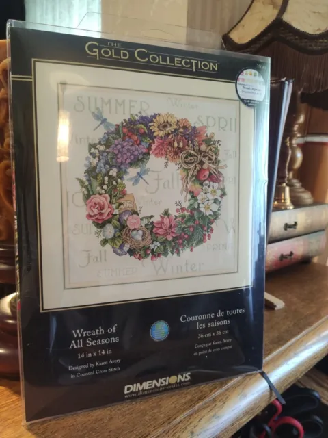DIMENSIONS GOLD COLLECTIONS WREATH OF ALL SEASONS Kreuzstich-Stickpackung CROSS 2