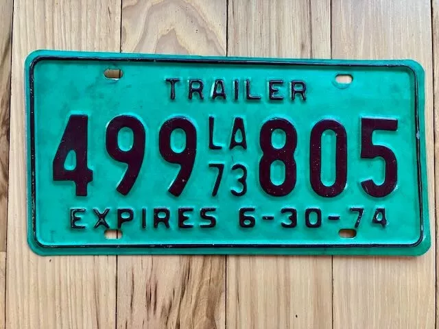 1973 Louisiana Trailer License Plate