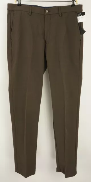 New Lauren Ralph Lauren Norton Mens 34 x 32 Brown Stretch Performance Dress Pant