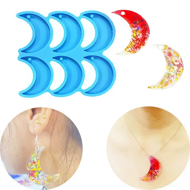 Collar de resina epoxi molde de silicona 6 en 1 en forma de luna hágalo usted mismo artesanía de fundición