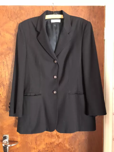 Size 14 Navy Blue Single Breasted Jacket. Long Sleeve. Collared. Workwear Formal