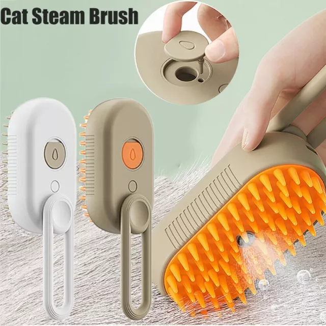 Cat Steam Brush Steamy Dog Brush 3 in 1 Electric Spray Massage Pet Grooming UK