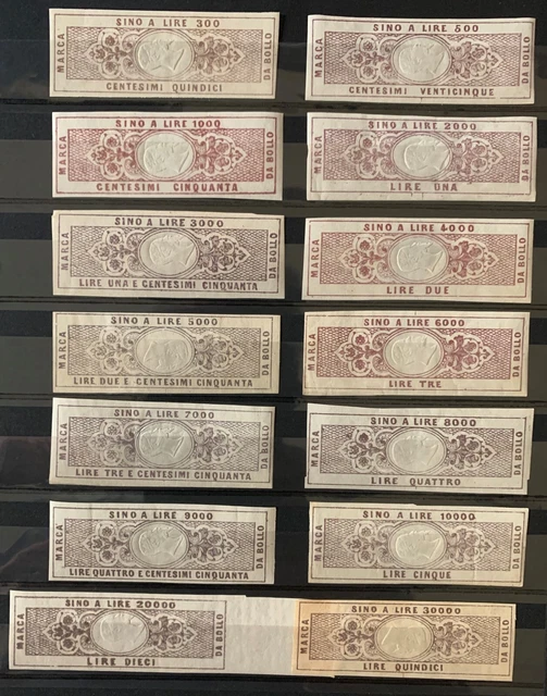 Italy 1863 Complete Set Revenue Stamps for Bills of Exchange (Cambiali) MNH