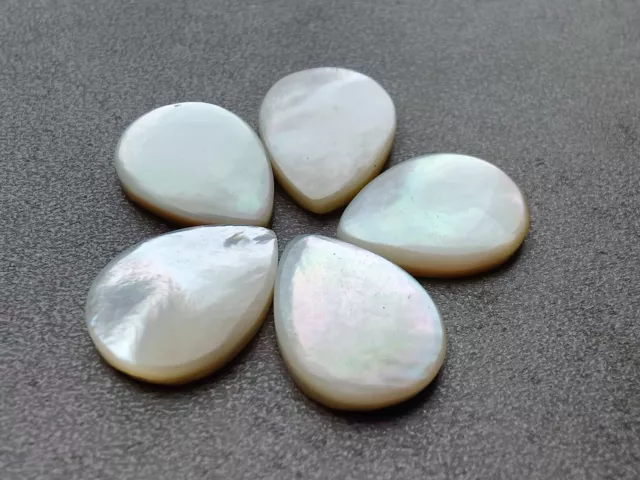 50 Pcs Natural (MOP) Mother Of Pearl 5x7mm Pear Cabochon Loose Gemstone