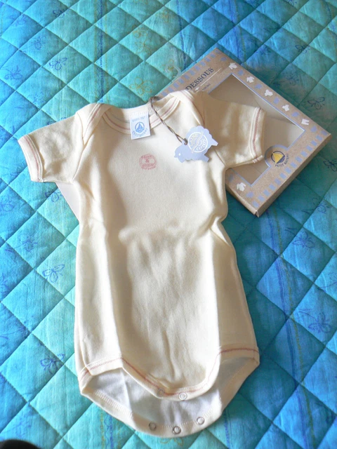 NUOVO Petit Bateau body bimba lana e cotone 6 mesi