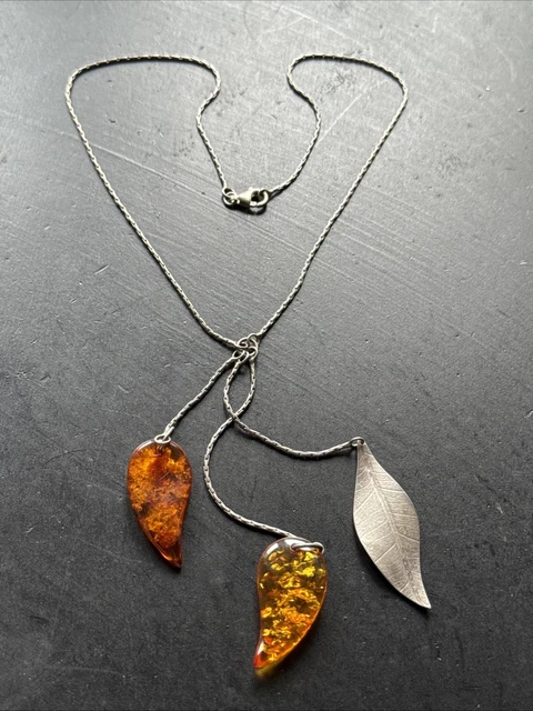 Collier Sautoir En Ambre - Bijou Fantaisie - Occasion