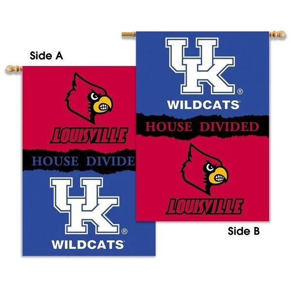 NCAA Louisville Cardinals Kentucky Wildcats HOUSE DIVIDED 2-SIDED 28 X 40 BANNER