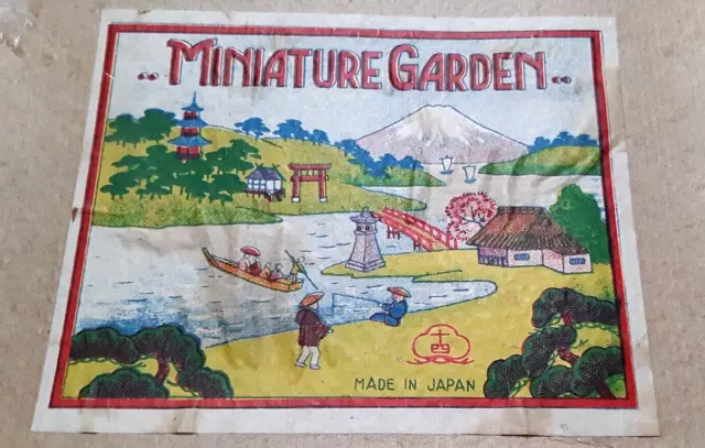 Vintage NEW IN OPEN BOX Japanese MINIATURE GARDEN SET Occupied Japan? no reserve