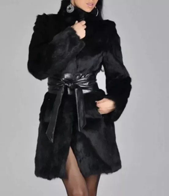 Genuine Coat with rabbit fur. Real fur! Size 12/14