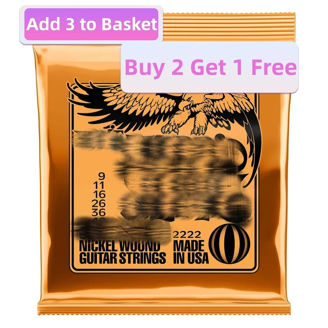 NEW 2222 Ernie Ball Hybrid Slinky 9-46 Electric Guitar Strings Purple Nickel
