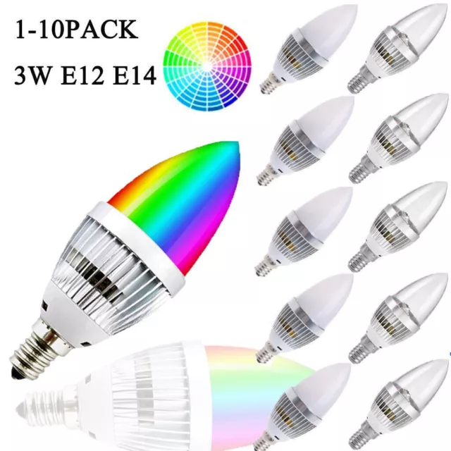 Dimmable 3W RGB E12 E14 LED Light Candelabra Bulb Lamp Remote Control 16 Colors