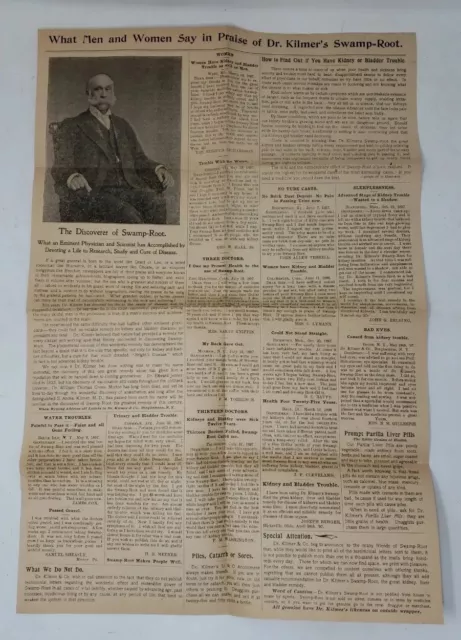 Dr Kilmers SWAMP ROOT Paper Newsprint Advertising Flyer Snake Oil Quack Medicine