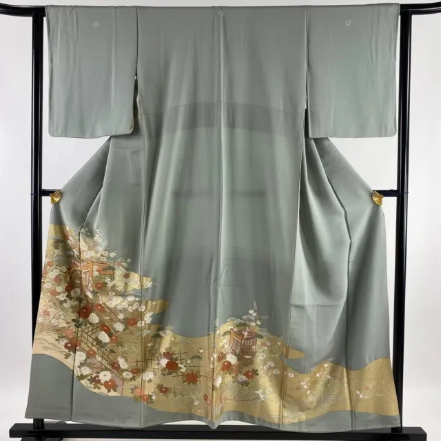 JAPANESE KIMONO IROTOMESODE 155.5cm 5' 1" PURE SILK VINTAGE ANTIQUE 6148