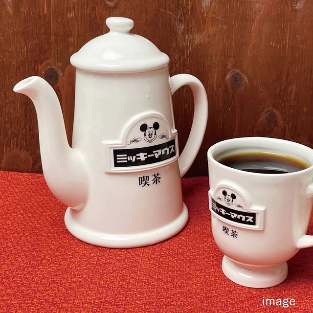 Sun Art Disney Mickey Mouse Teapot ＆ Mug Set White Cafe Japan Limited Rare