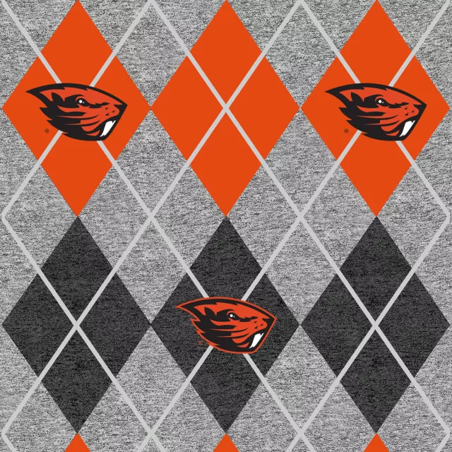 Oregon State Beavers OSU Argyle Heather Fleece Fabric-Fleece Blanket Fabric