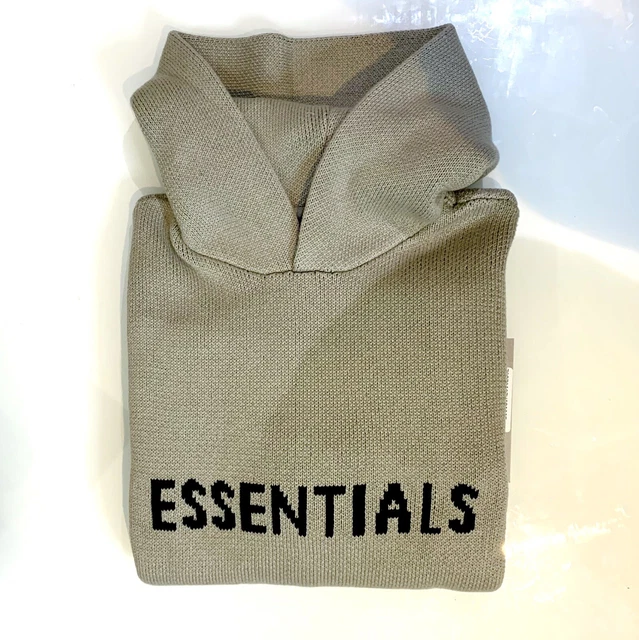 essentials khaki knit hoodie