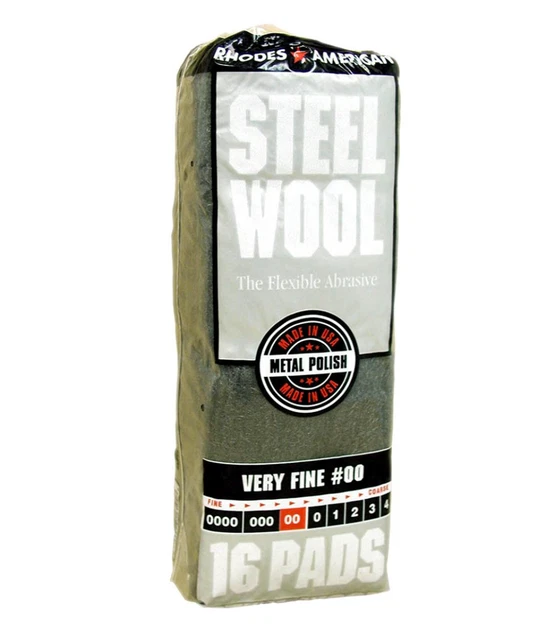 Rhodes American Steel Wool Flexible Abrasive Very Fine #00 (16 Pads)