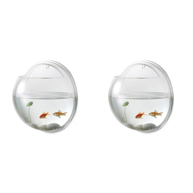2 Pack Hanging Fish Tank Bowls Betta Wall Aquarium Tanks Acrylic
