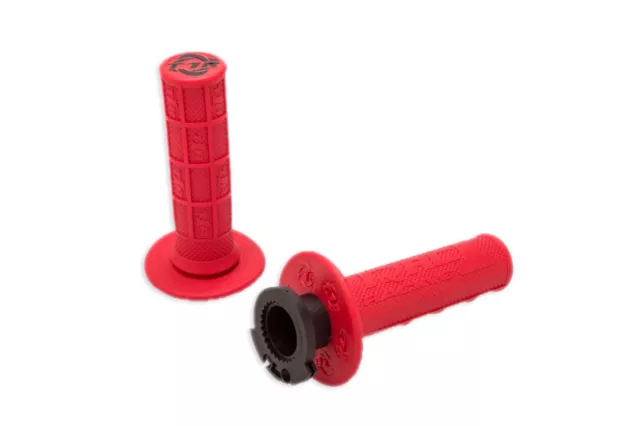 RED Half Waffle Lock On MX Grips for 4 Stroke Motocross. 1 Pair - Torc1 Racing