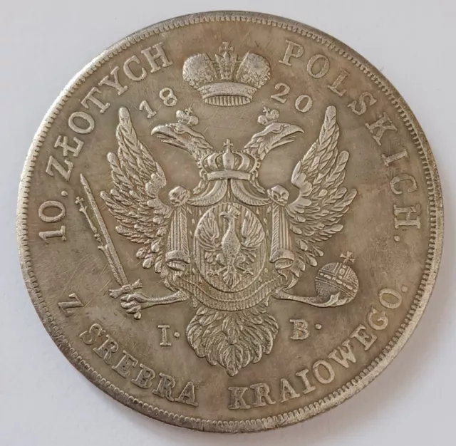 Poland - 1820 Alexander l - 10 Zlotych , Silver Plated,  Original Size