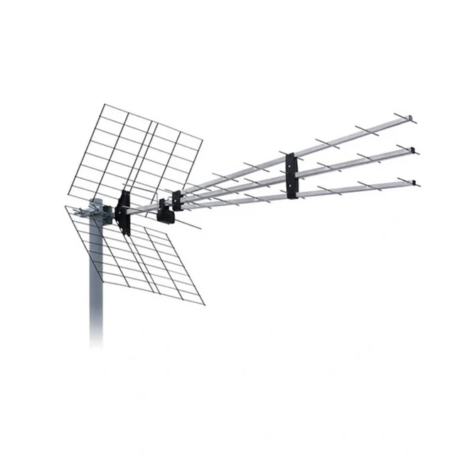 Metronic - Antenne d'extérieur trinappe 26 dB avec filtre 4G - Gris - Antenne TV