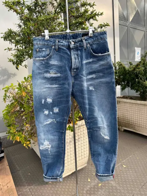 9DECIMI jeans da uomo 5 tasche con strappi tinta unita regular made in italy