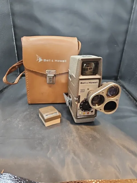 Vintage Bell and Howell 333 8mm Movie Camera Tested  - Case & Sunometer