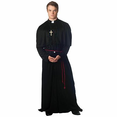 Amscan M/L Uomo Vicar Nero Prete Tart Sacerdote Monaco Chiesa Costume Croce 