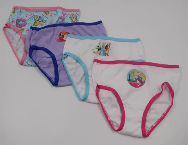 DISNEY PRINCESS GIRLS Lot 4 Multicolor Briefs Panties Underwear Size 4 ...