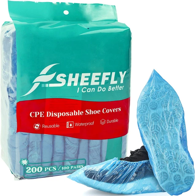 200 Pack Disposable Boot CPE Shoe Covers,Waterproof Non-Slip Shoe Booti