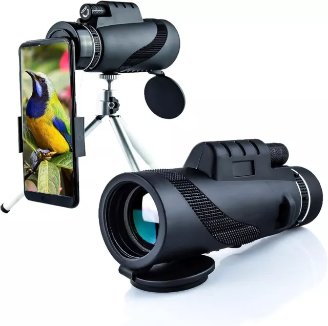 Handheld 40x60 monocular telescope High Powered prism with smartphone holder and