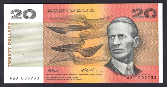 Australia R-415i. (1993) $20 - Fraser/Evans.. NPA - AAA 1st Prefix.  aU-UNC