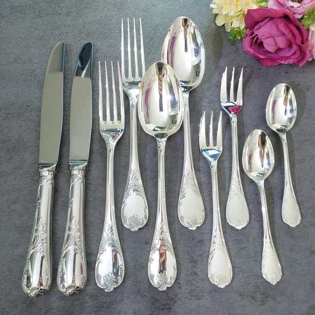 Christofle Marly 10pcs Silverplate Flatware Table Knife Fork Spoon Excellent