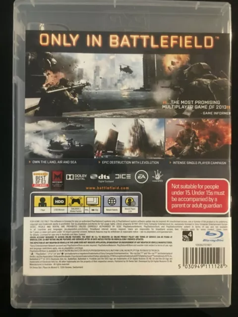 Battlefield 4 PLAYSTATION 3 (PS3) Game Excellent Condition Tested Complete