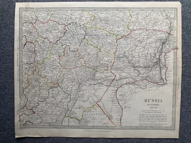 1835 South East Russia Volga Map Vii Hand Coloured Map By Sduk