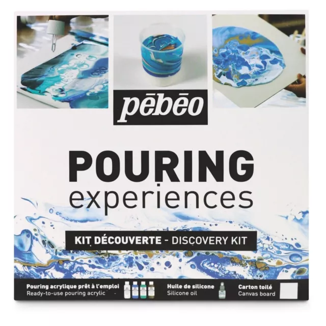 Pebeo Gießen Acryl Experience Discovery Kit enthält Farbe Öl Leinwand Brett