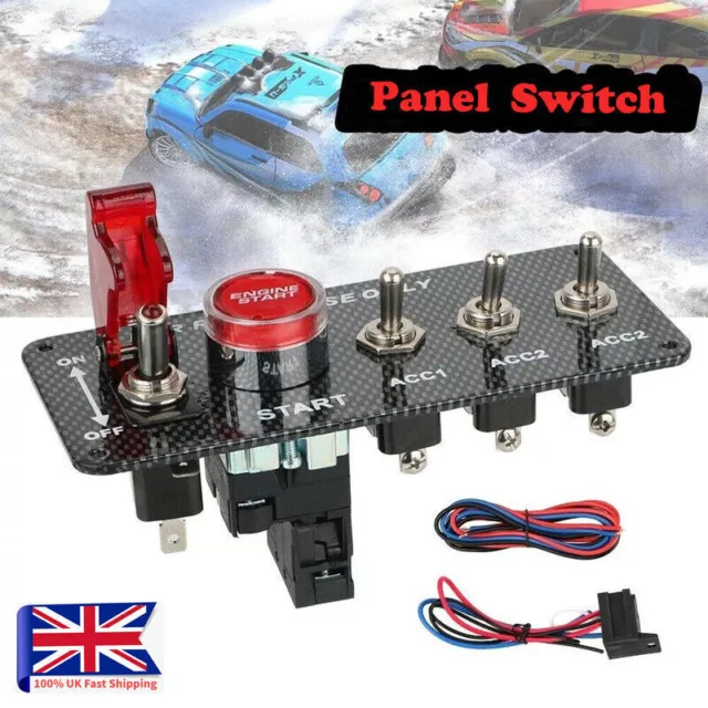 Ignition Switch Panel Push Button Engine Start 3x Toggle for Racing Car 12V DE