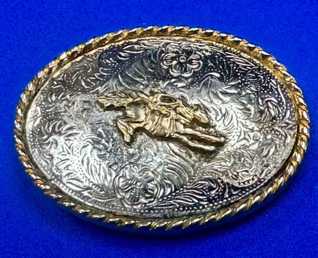 Vintage Ivan Cowboy Saddle Bronc western rodeo bull rider belt buckle