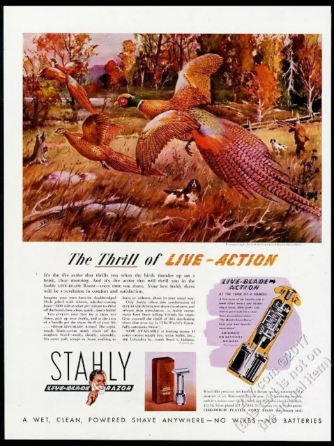 1946 pheasant & hunter James Sessions art Stahly shaving razor vintage print ad