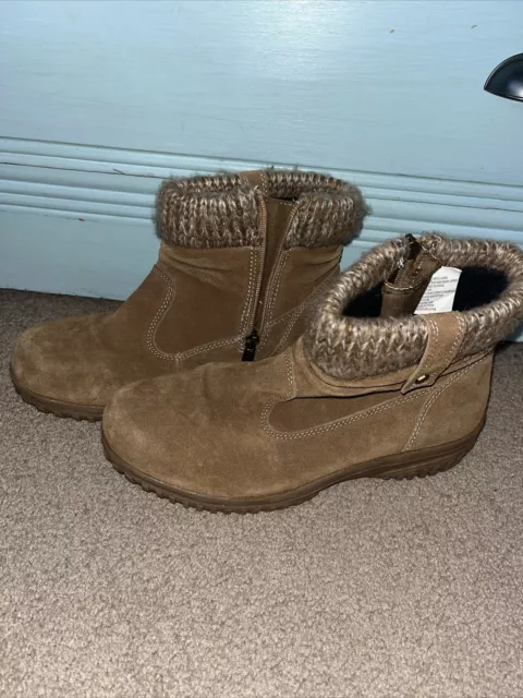 KHOMBU Women's Laura All Weather Ankle Suede Snow Boots ~ Chesnut~ Sz 8