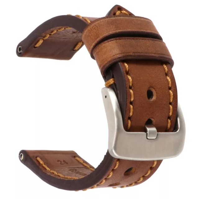 24mm NEW COW Leather Strap Brown Watch Band for PANERAI PAM Copper Tang
