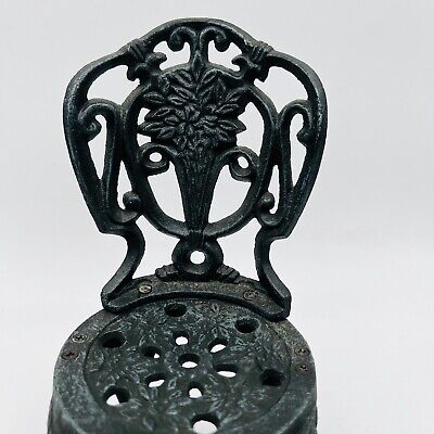 Cast Iron Victorian High Back Garden Flowers Chair Doll Bears Plant Stand Patio 2
