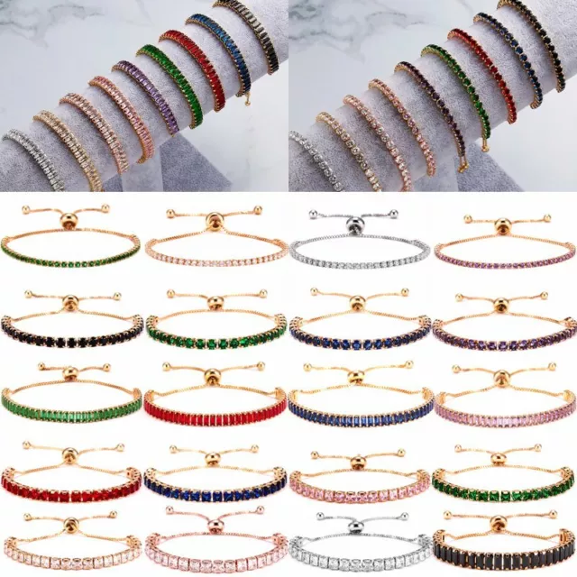 Fashion Women CZ Crystal Rhinestone Zircon Cuff Bracelet Bangle Chain Jewelry
